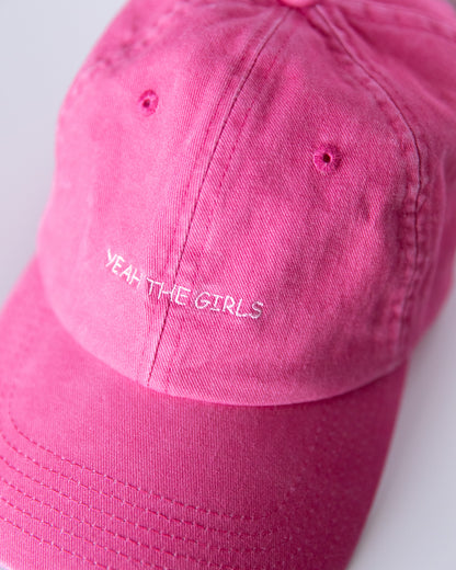 Pre-Washed dad Cap - Yeah The Girls - Fuchsia Colourway